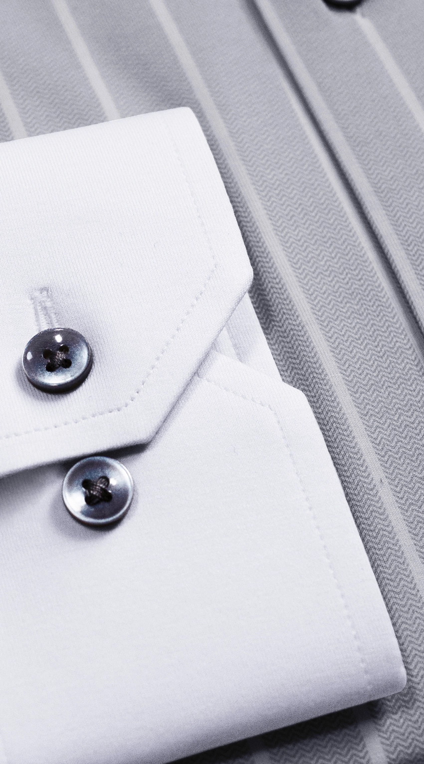 Chemise Habillée Rayures Gris Herringbone 
