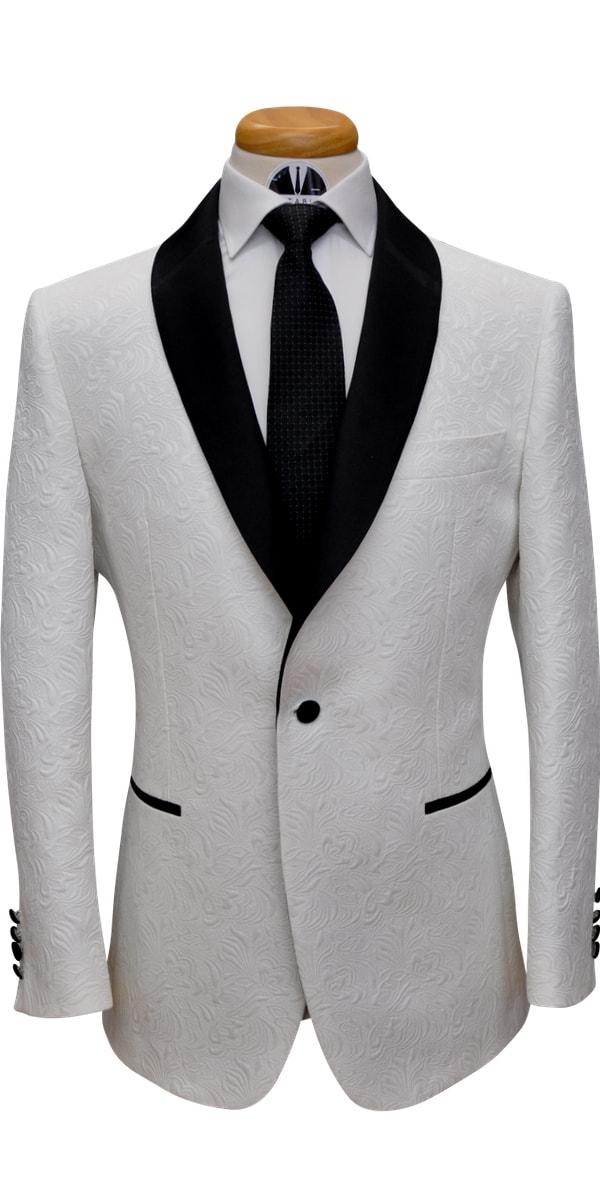 Off White Paisley Jacquard Tuxedo