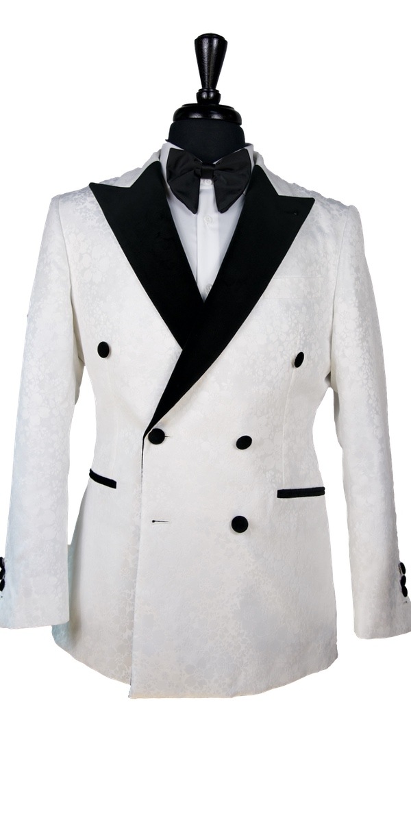 White Floral Jacquard Tuxedo