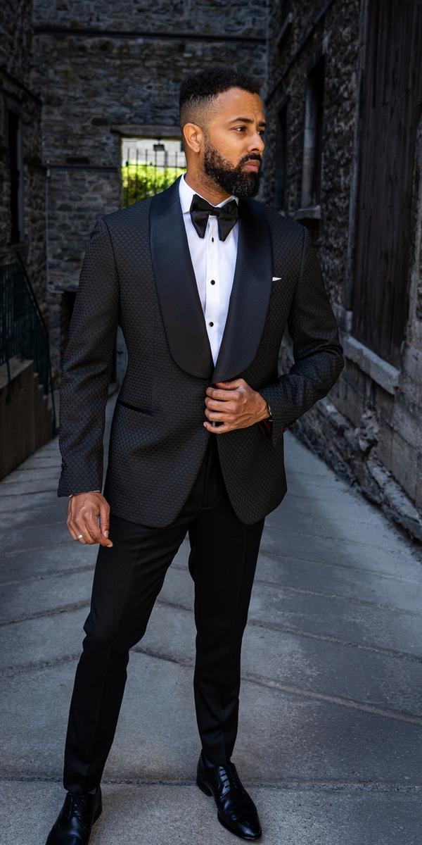 Black Cubic Jacquard Tuxedo