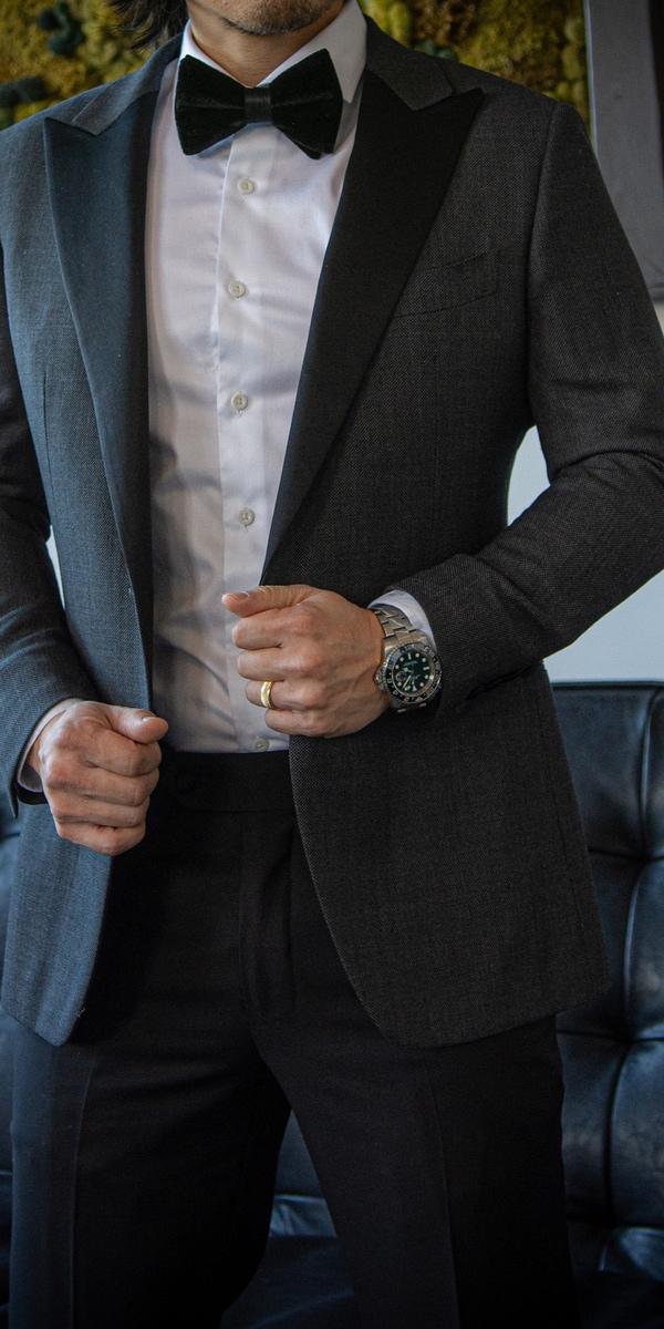 Dark Grey Birdseye Tuxedo