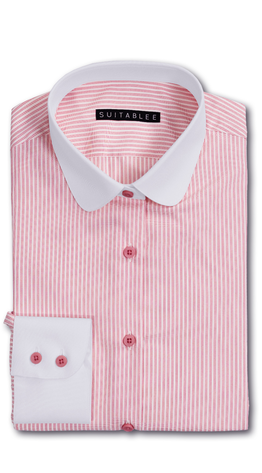 pink pinstripe dress shirt Pink Stripe Poplin Spread Collar Shirt  JMueser