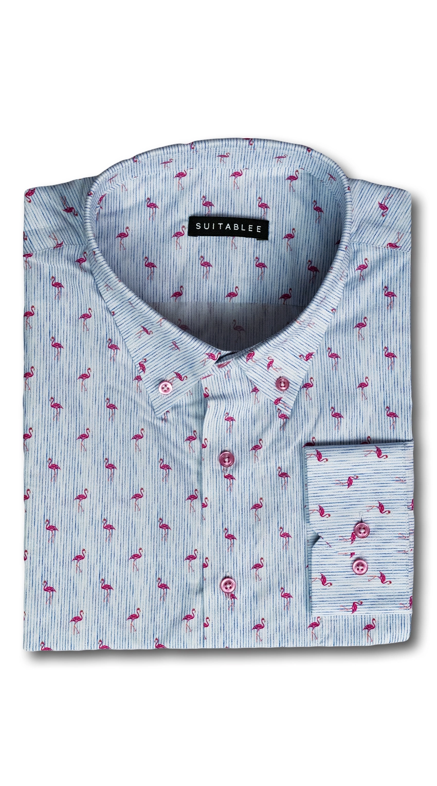 Chemise Rayures Flamant Rose