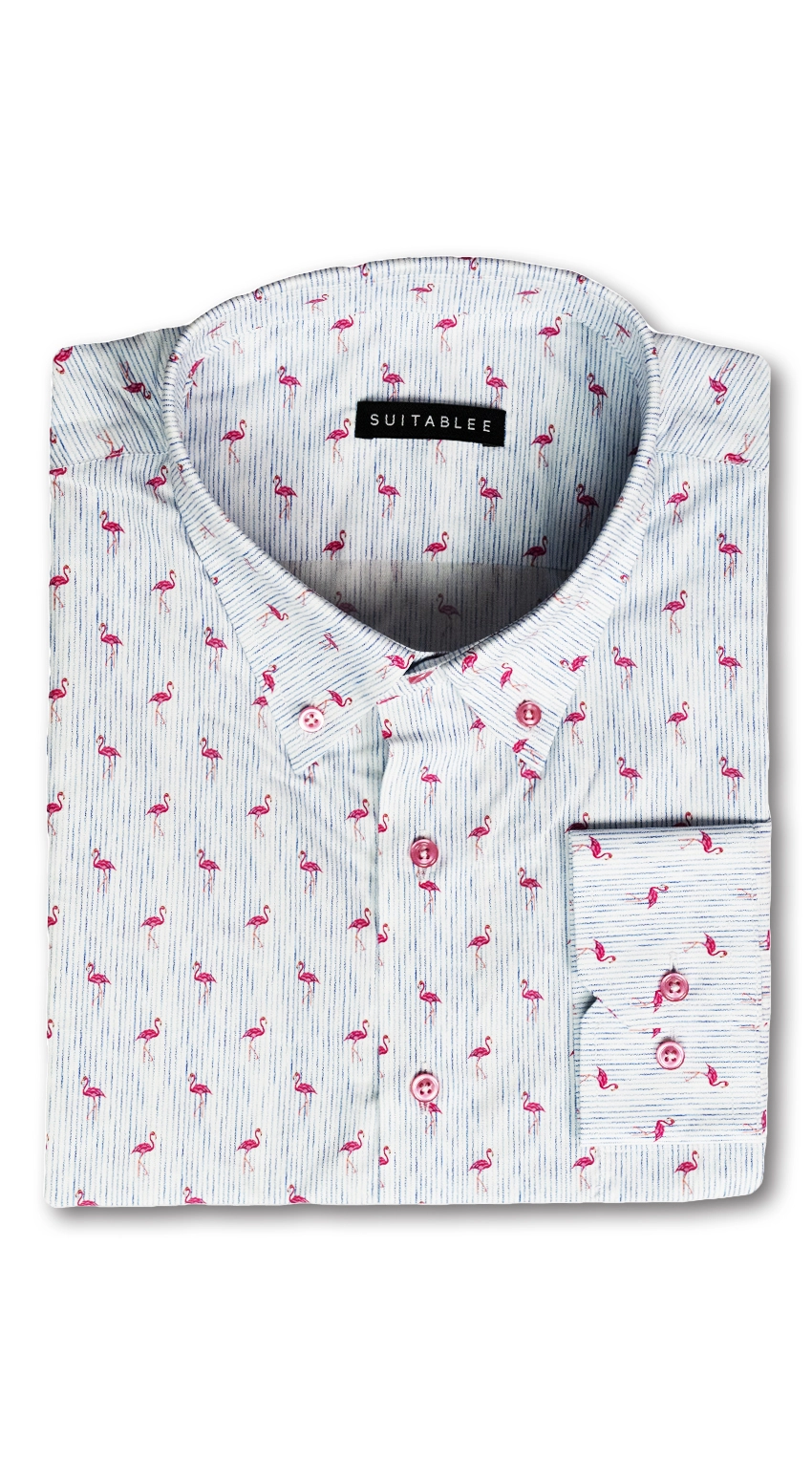 Chemise Rayures Flamant Rose