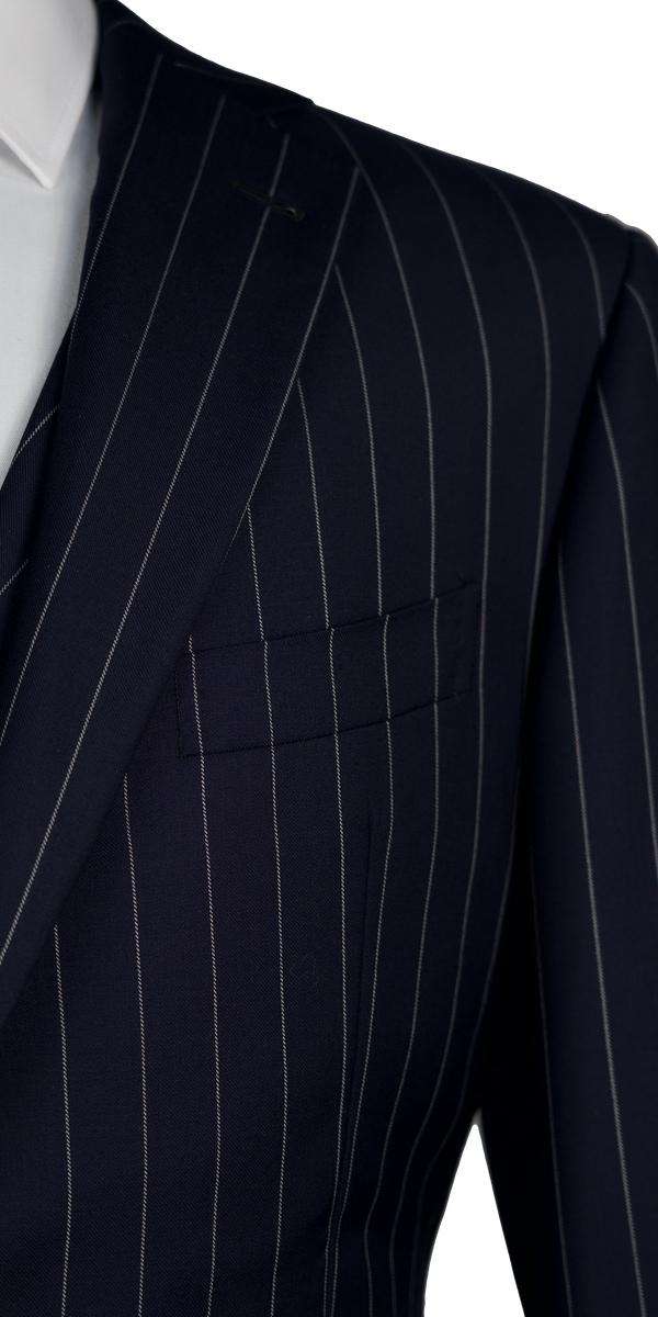Dark Blue Pinstripe Wool Suit