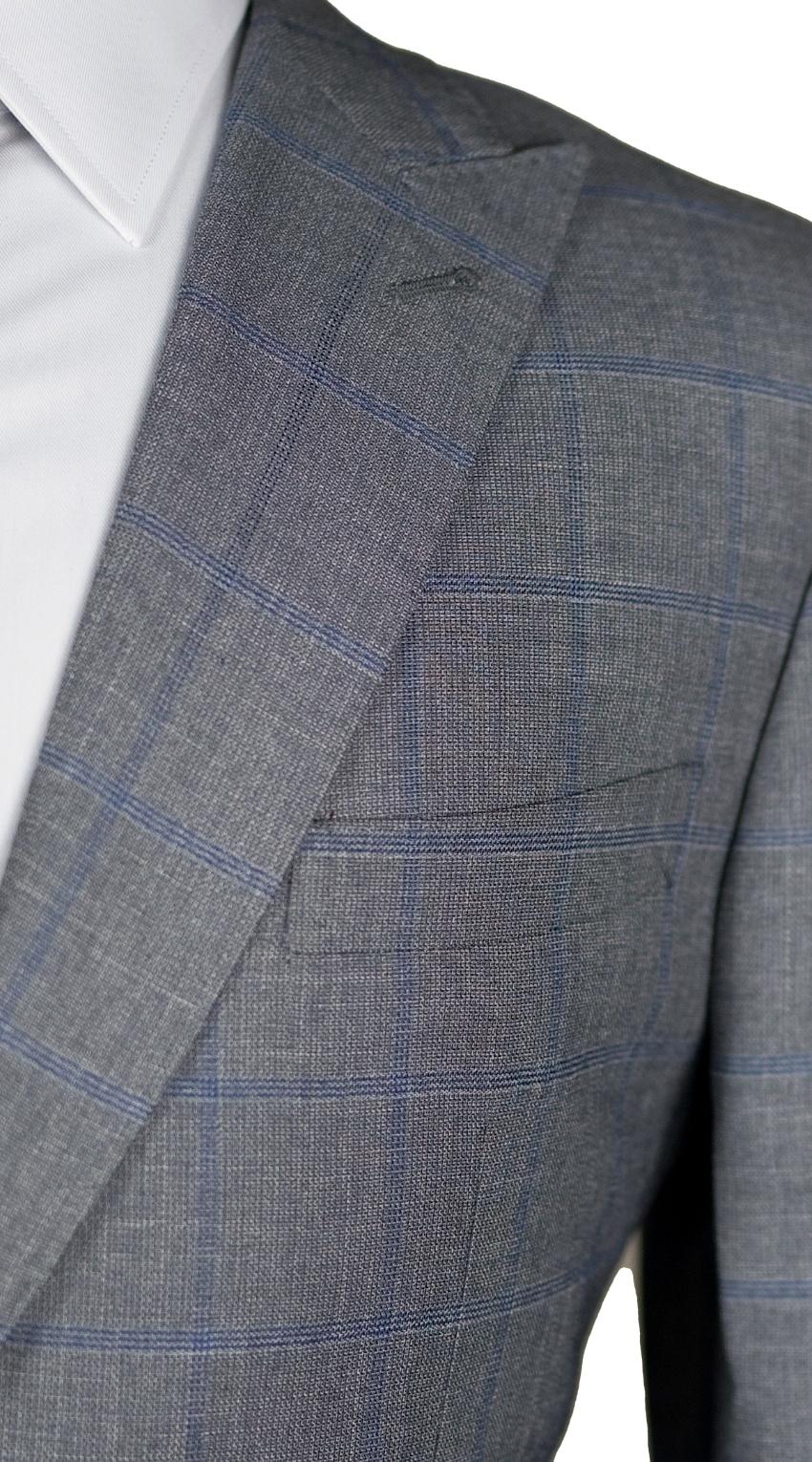 Gray with Blue Windowpane Suit