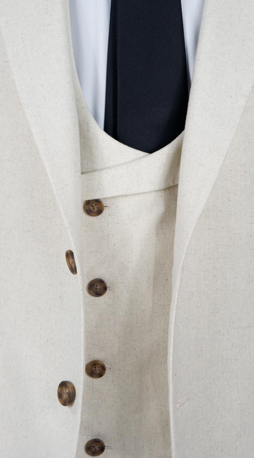 Cream Linen Cotton Mix Suit