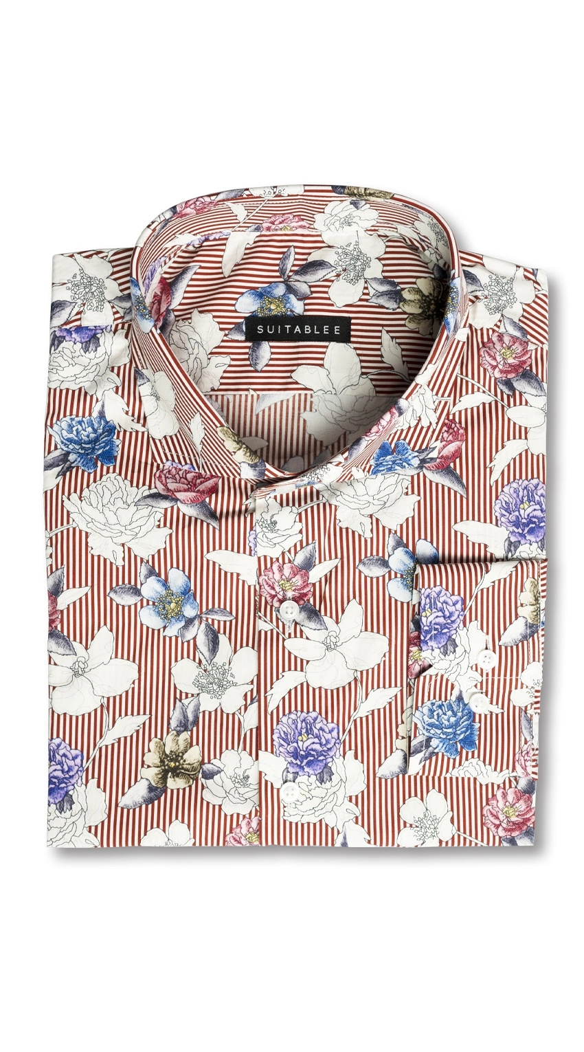 Floral Striped Dress Shirt