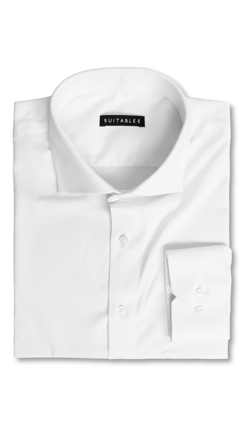 White Textured Floral Tone on Tone Fine Dobby Weave Classic Custom Shirt Classic Custom Shirt main image 0
