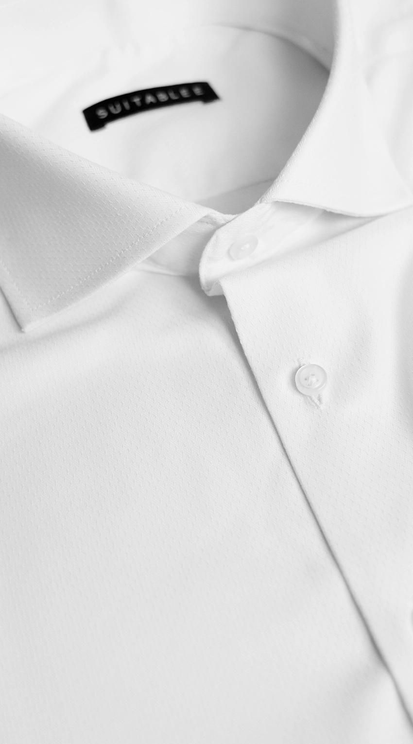 White Dobby Texture Dress Shirt