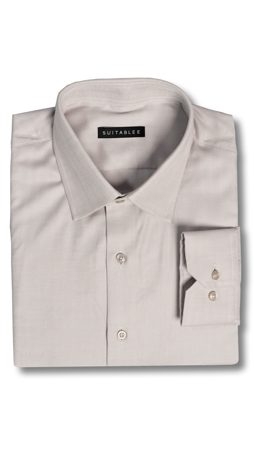 Herringbone Ashen Dress Shirt