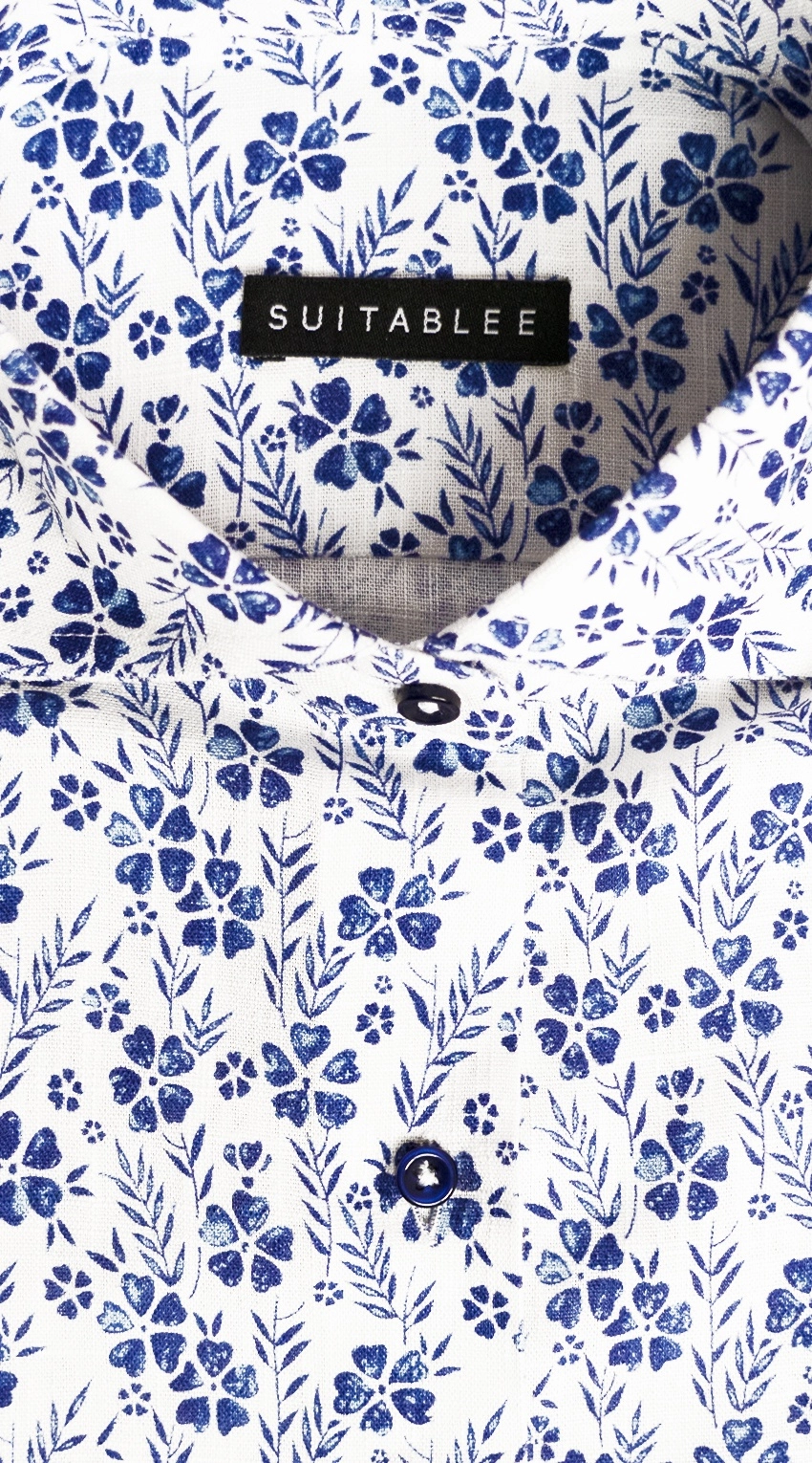 Chemise Habillée Fleurs Bleues