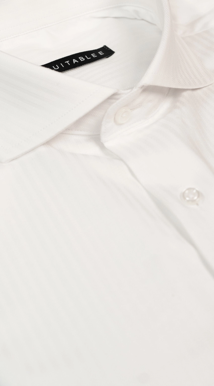 Herringbone White Dress Shirt