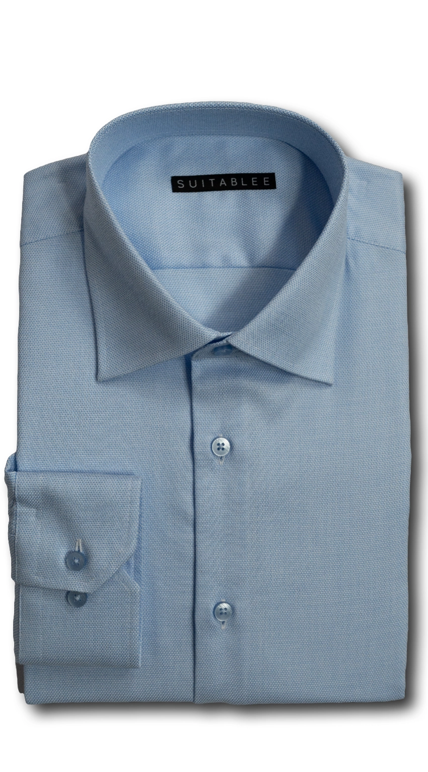 Chemise Habillée Bleu Ciel Motif Chevron