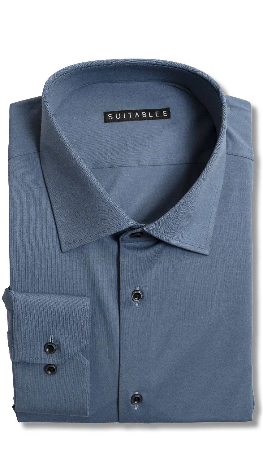 Chemise Habillée Stretch Bleu Ardoise