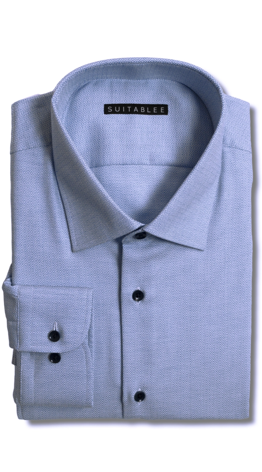 Blue Micro-Geo Dress Shirt