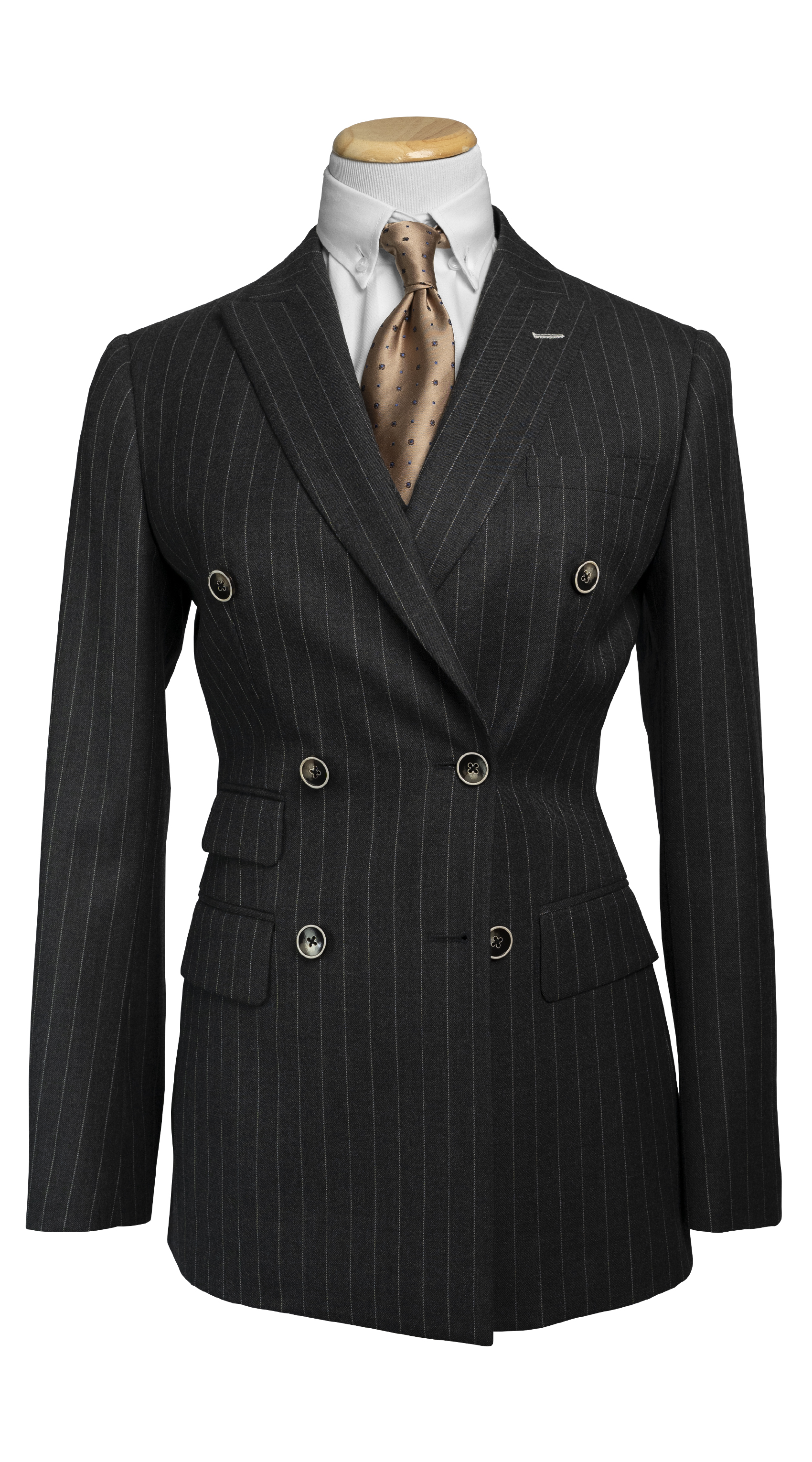 Charcoal Pinstripe Double-Breasted Suit by SUITABLEE