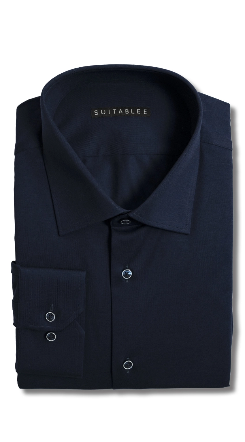 Chemise Stretch Tactile Bleu Marine Foncé 