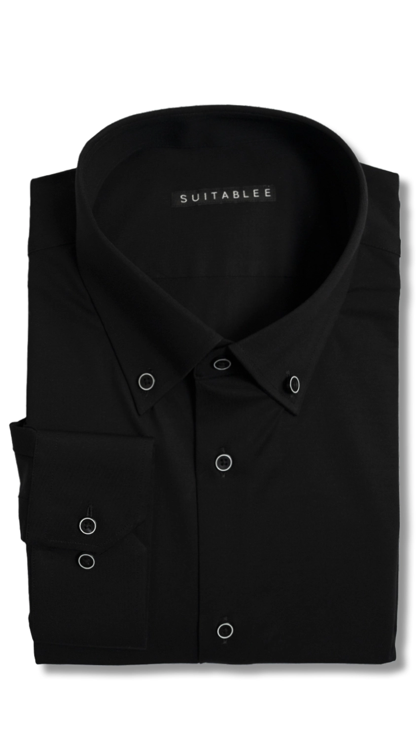 Chemise Habillée Stretch Noire Douce Toucher