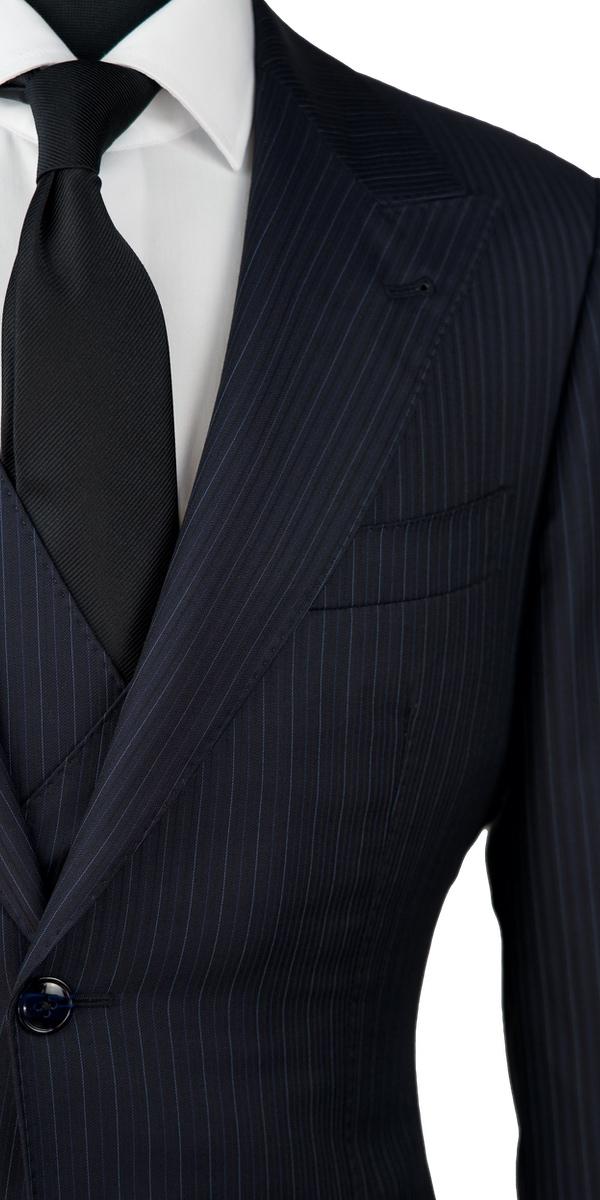 Denim Blue Pinstripe Wool Suit