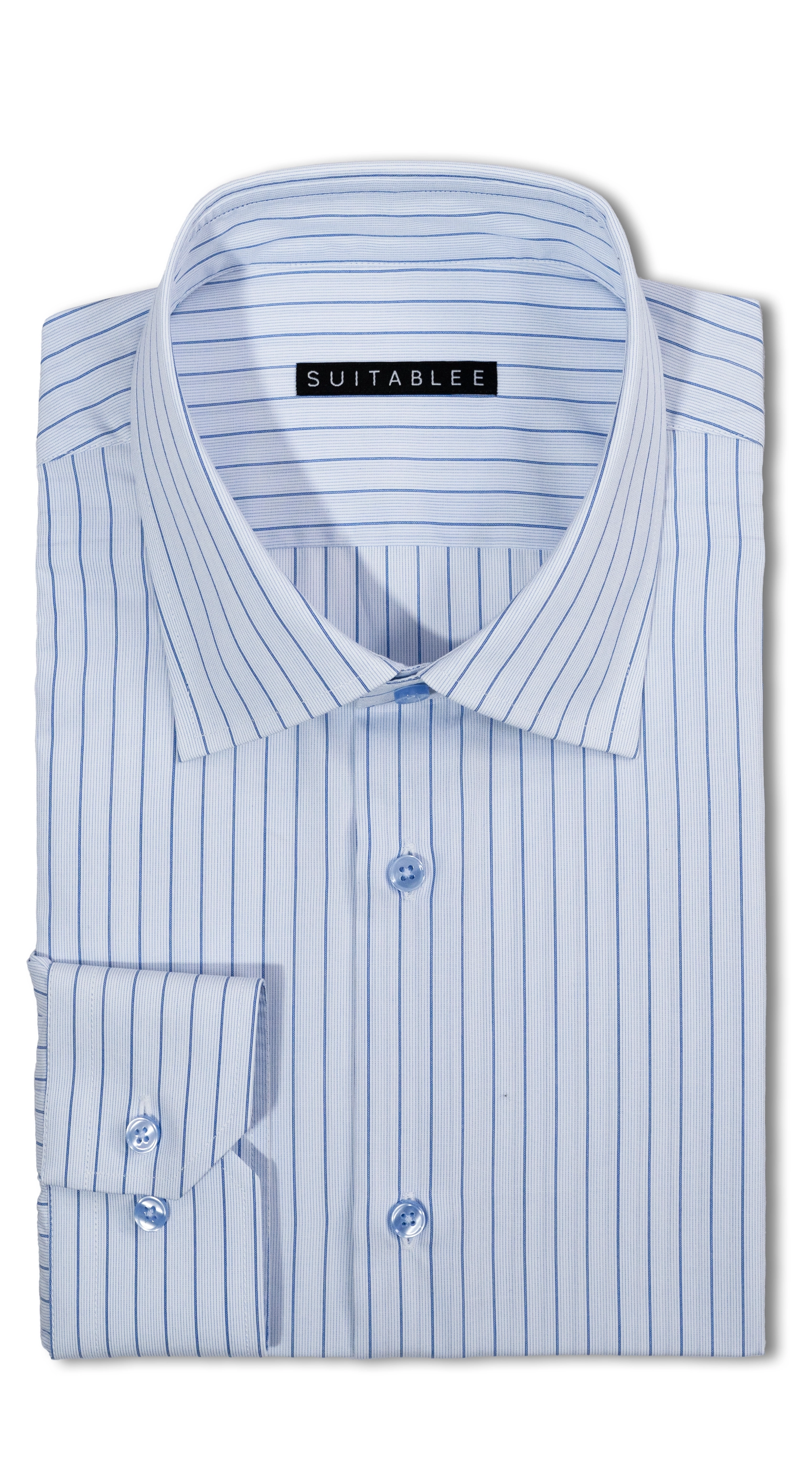 Chemise Habillée Blanche Rayures Bleues