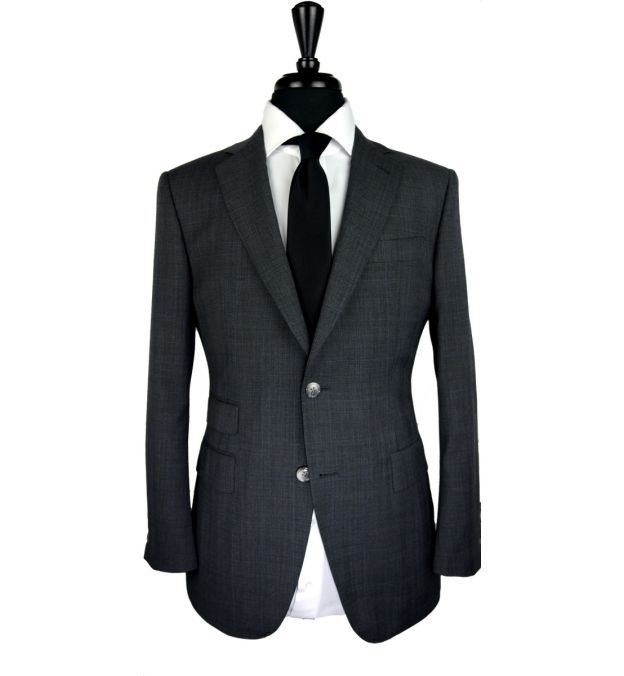 Dark Grey Prince Of Wales Wool Suit